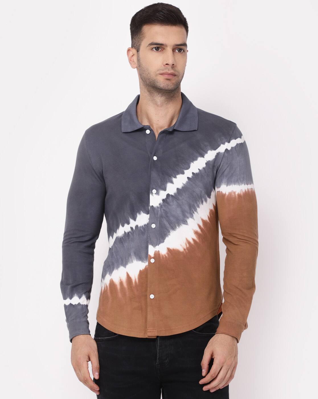 Buy Grey Shirts for Men by YOONOY 