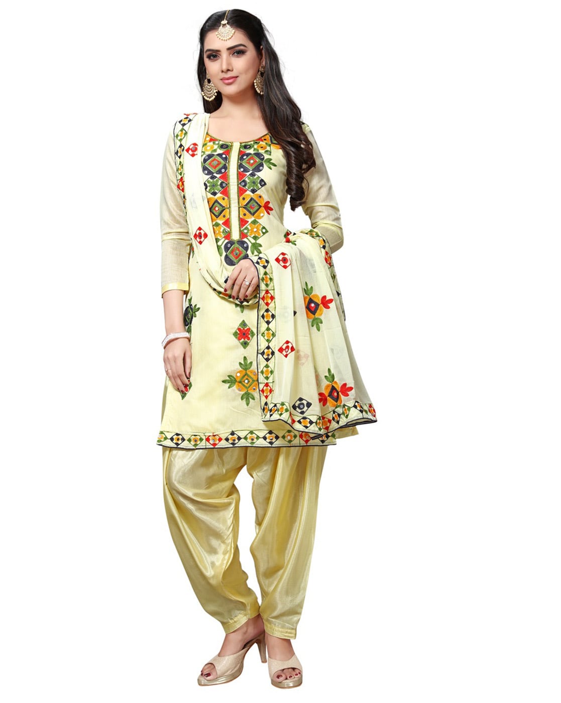 Buy Kwatchi Women's Jaipuri Floral Print Pure Cotton Unstitched Salwar Suit  Dress Material (Lemon Yellow) at Amazon.in