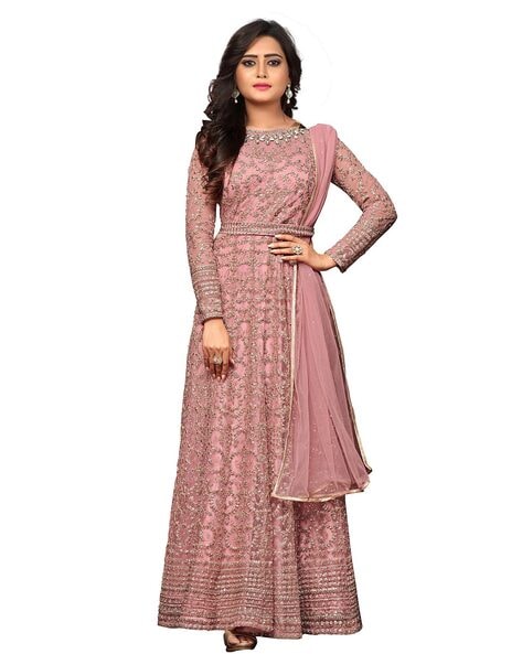 anarkali pink dress