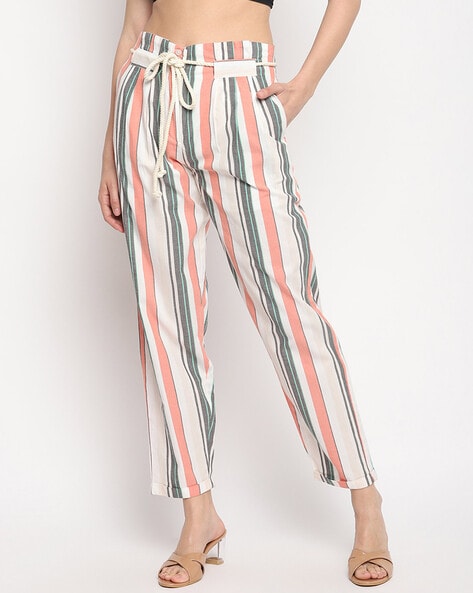 Navy ponte striped straight trousers | River Island-anthinhphatland.vn