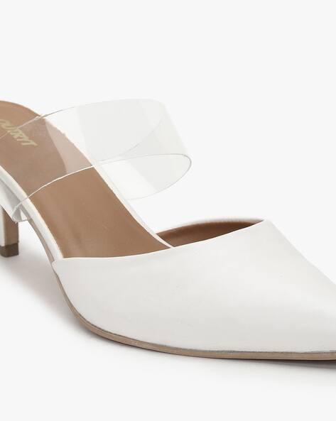 white pointed kitten heels