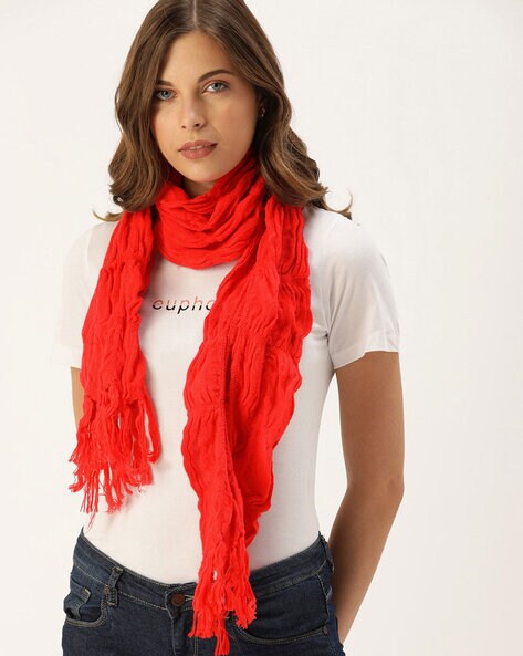 Scarf with Crinkle Fringes Price in India