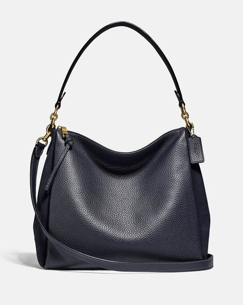 Coach - Black Stitched Leather Shoulder Bag Leather | SilkRoll