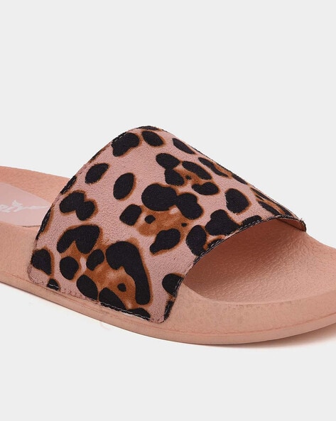 Leopard print women's discount slides