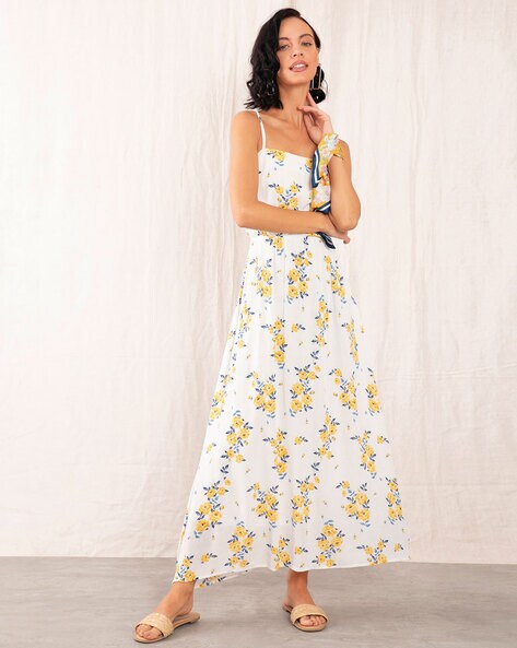 Sustainable & Luxury Maxi Dress in Purple Blue Floral Print | The Aria -  Paneros Clothing