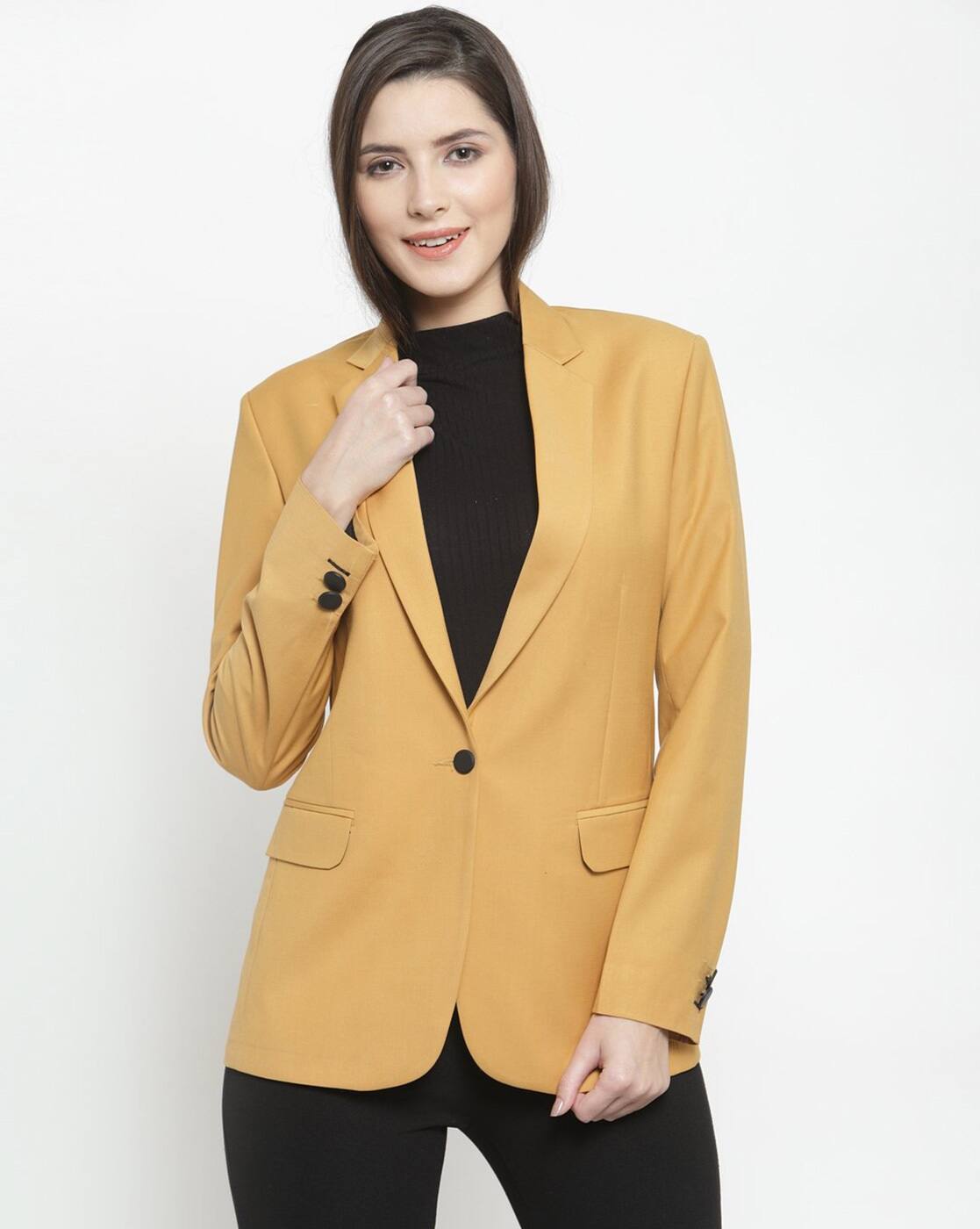 yellow long blazer