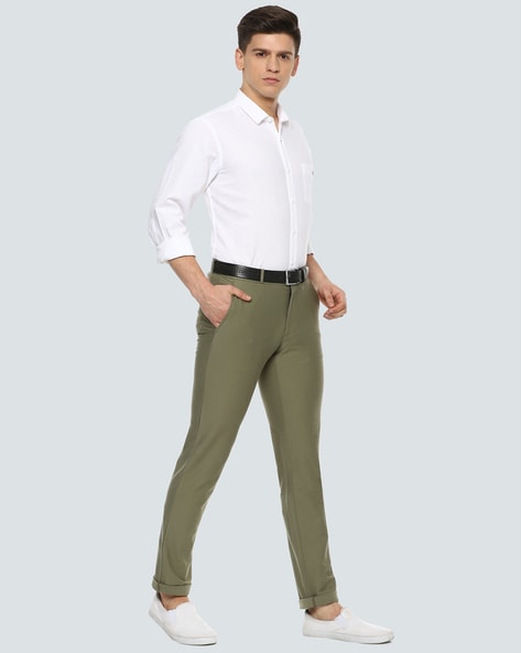 Buy KRAUS Light Olive Solid Tencel Wide Fit Women's Casual Pants | Shoppers  Stop
