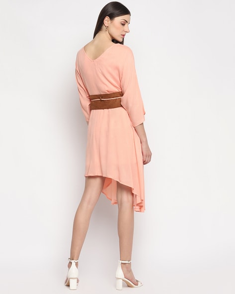 Peach high low outlet dress