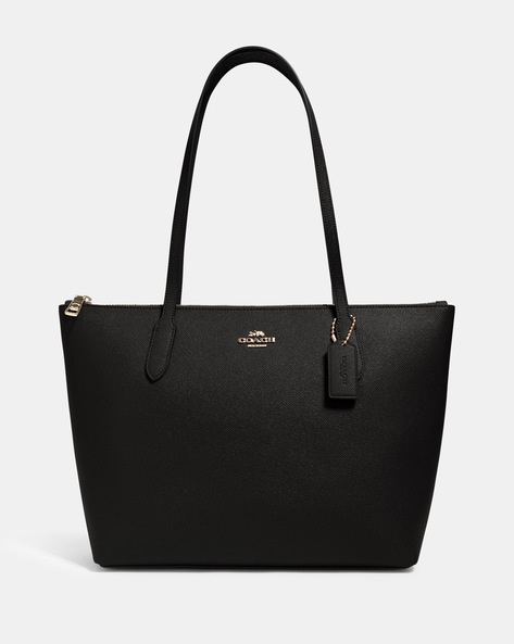 Buy Coach Crossgrain Zip-Top Tote Bag | Black Color Women | AJIO LUXE