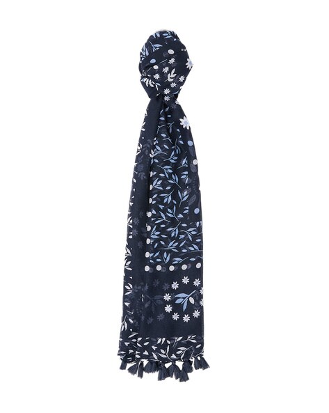 Leaf Print Scarf with Tassels Price in India