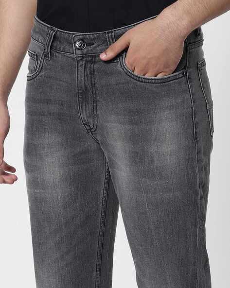 Mid-Wash Low-Rise Slim Fit Jeans