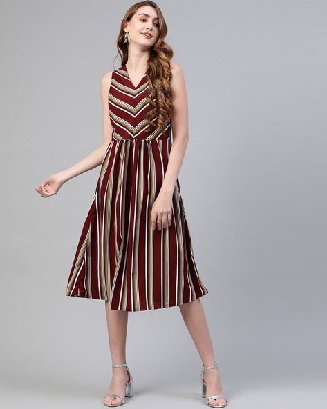 Striped Knee Length Dress