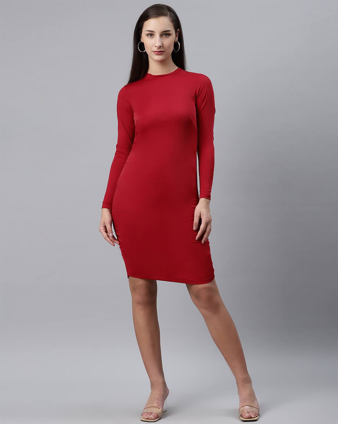 maroon full sleeve dress