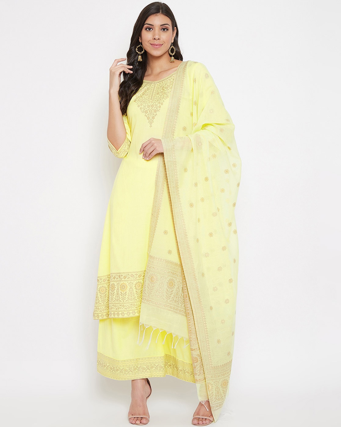 Buy Yellow Dress Material for Women by GRIVA DESIGNER Online | Ajio.com