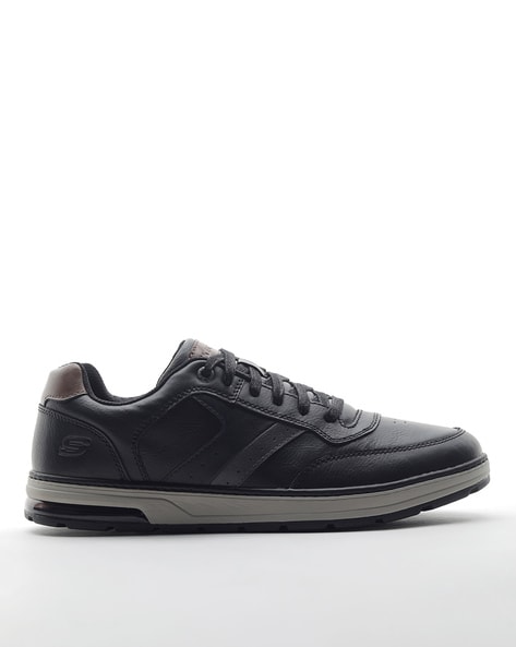 Skechers mens hot sale black leather trainers