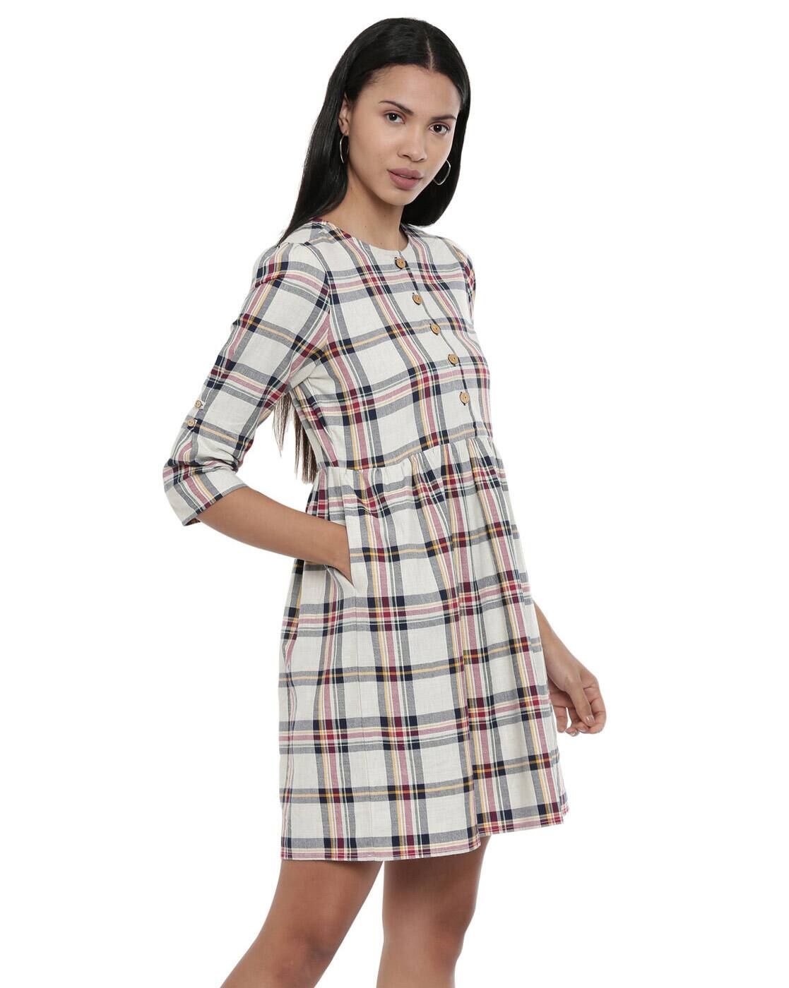 checked shift dress