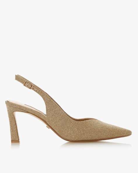 Court Shoes Gold Slingback Pumps Gold Metallic Stiletto Heel
