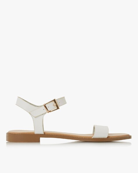 White Leather-Look Flatform Footbed Sandals | New Look