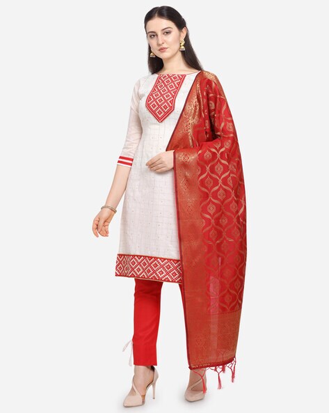 Chanderi Cotton Embellish Dress Material with Stone Work Price in India