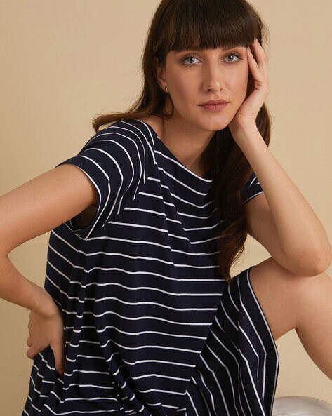Striped Shift Dress with Pockets