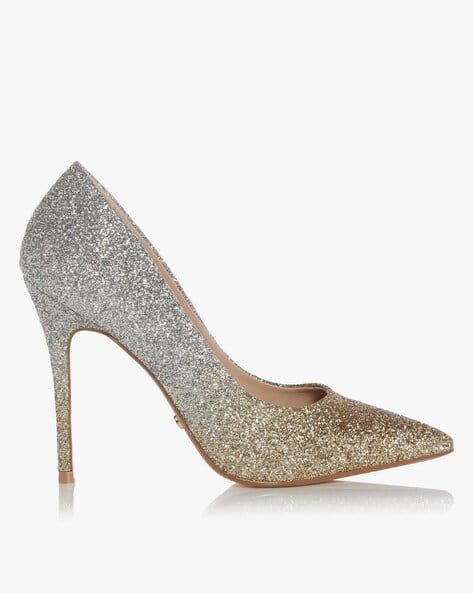 Dual-Toned Shimmery Pointed-Toe Pumps