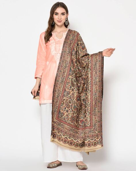 Floral Print Stole with Frayed Hems Price in India