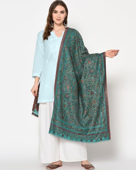 Floral Print Stole with Frayed Hems Price in India