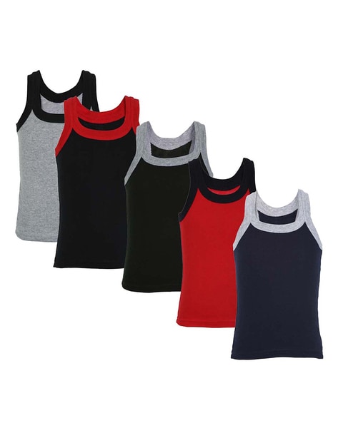 Pack of 6 Round-Neck Sleeveless Vest