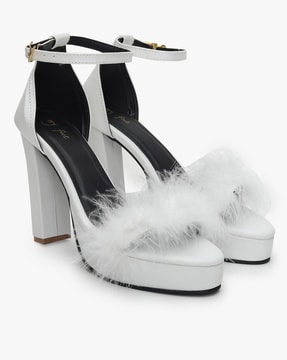 White deals fluffy heels