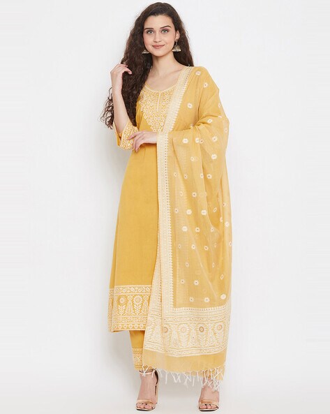 Woven Zari Pattern Unstitched Dress Material Price in India