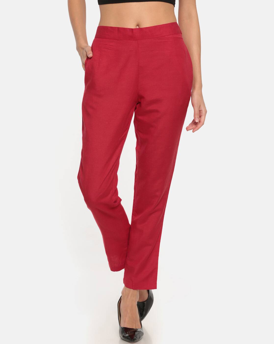 Buy Dark Red Trousers \u0026 Pants for Women 