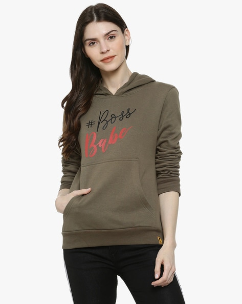 Buy Olive Sweatshirt & Hoodies for Women by Campus Sutra Online 