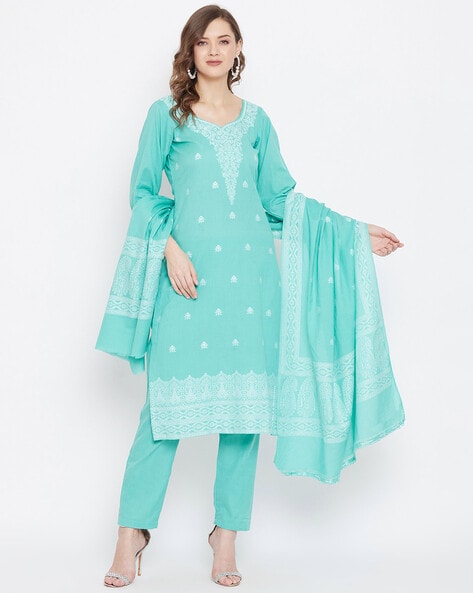 Block Print Unstitched Dress Material Price in India