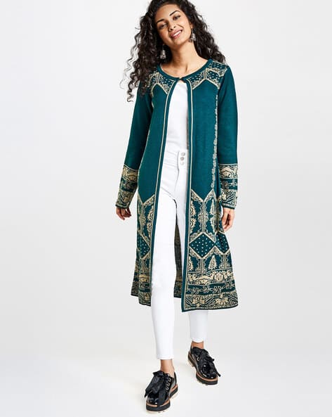 Buy Teal Green Jackets u0026 Shrugs for Women by Global Desi Online | Ajio.com