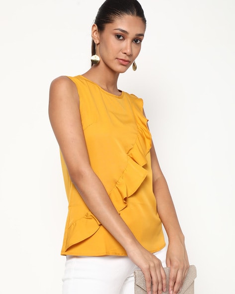 mustard yellow sleeveless top