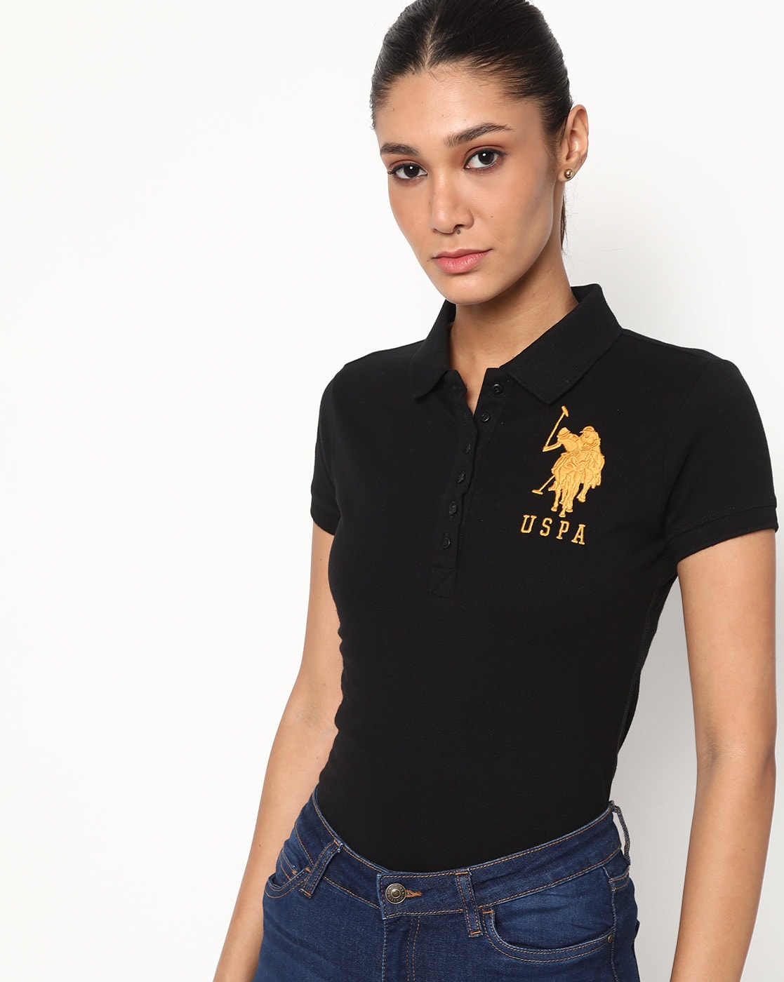 polo shirts for women black