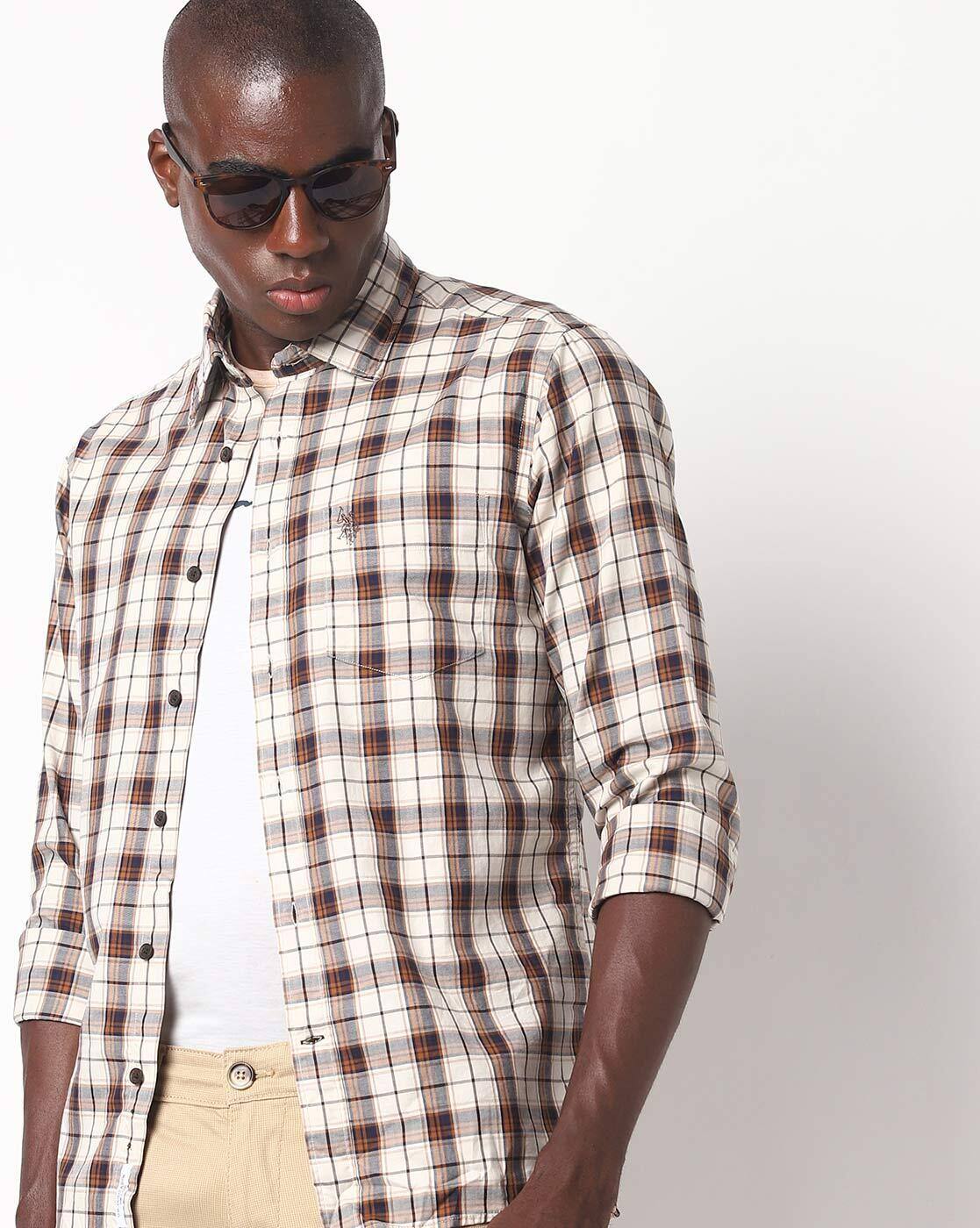 us polo checked shirts