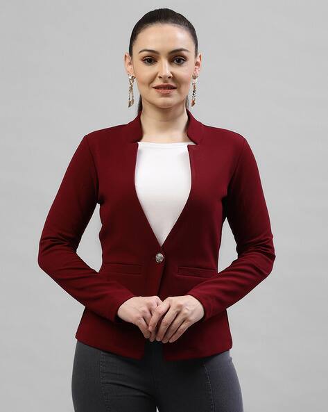 maroon long blazer