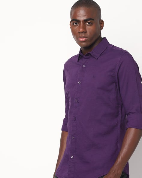 UNITED COLORS OF BENETTON Slim Fit Shirt with Curved Hemline