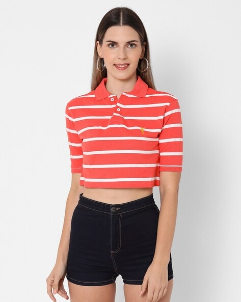 Striped t hotsell shirt crop top