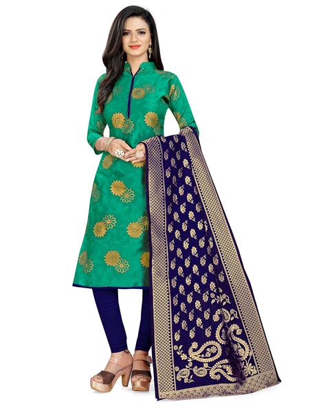 Floral Pattern 3-Piece Unstitched Dress Material Price in India