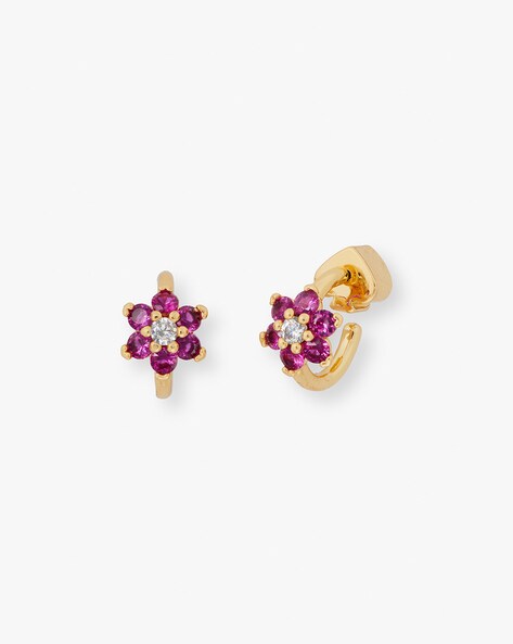 Buy KATE SPADE Myosotis Flower Huggies Earrings | Gold-Toned & Pink Color  Women | AJIO LUXE