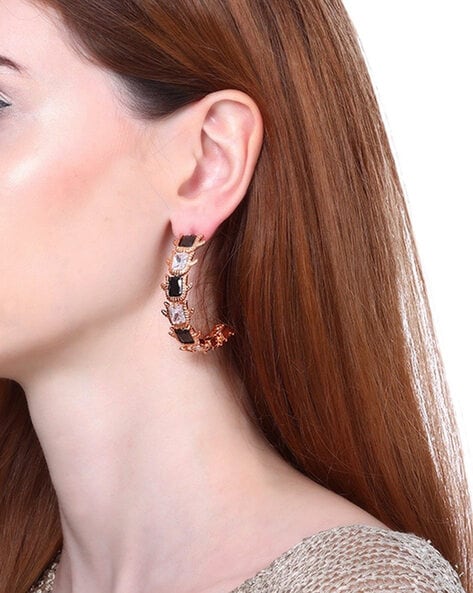 Contemporary Bold Rose Gold-toned Double-layered Mini Open-hoop Earrings,  गोल्ड प्लेटेड इयररिंग, सोना चढ़ी कान की बाली - Ayesha Fashion Private  Limited | ID: 2851320054797