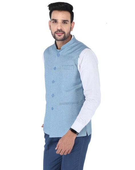 nehru jacket light blue