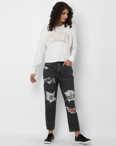 American Eagle AEO High Rise Jegging Distressed Black Jeans Women's Si -  beyond exchange
