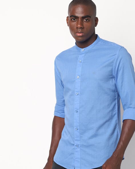 UNITED COLORS OF BENETTON Slim Fit Shirt with Band Collar