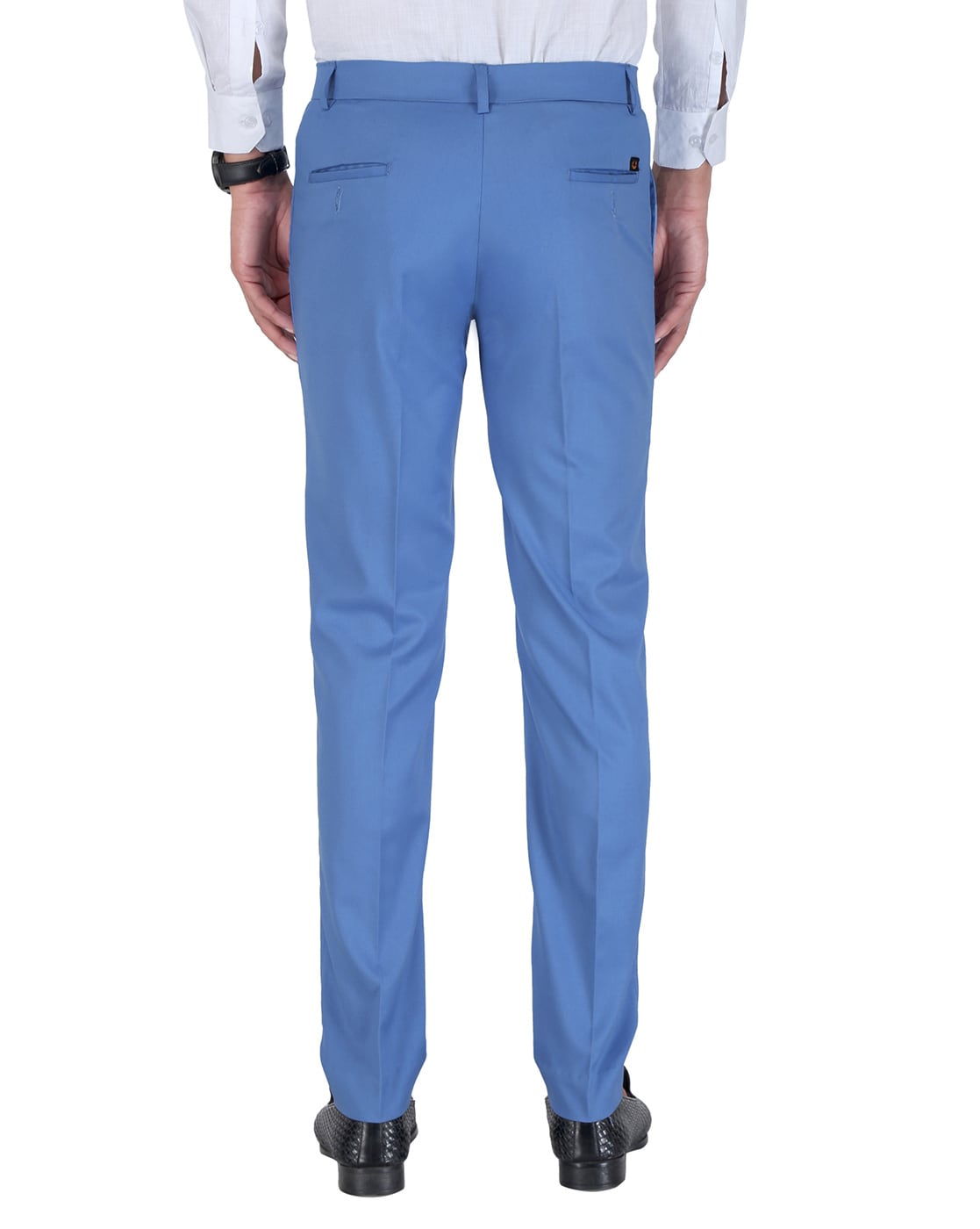 Buy Men Navy Slim Fit Solid Flat Front Formal Trousers Online - 749700 |  Louis Philippe