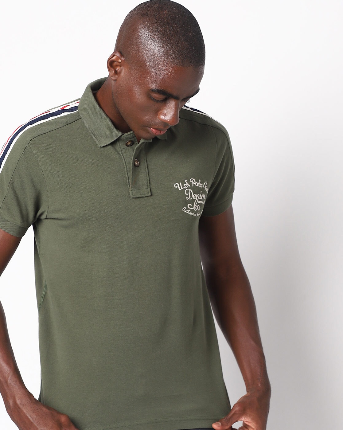 olive green polo t shirt