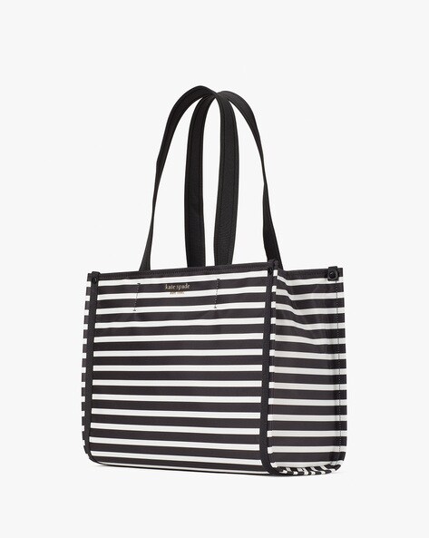 Buy KATE SPADE The Little Better Sam Stripe Tote Bag | Black & Clotted  Cream Color Women | AJIO LUXE