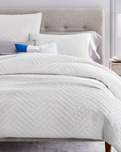 Parquet Texture Duvet Cover King White